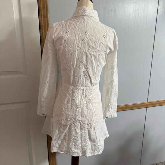 Zara White Eyelet Fit and Flare Long Sleeve Dress Size XS - Picture 13 of 15